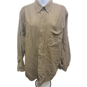 VTG David Taylor Mens L 100% Cotton Long sleeve Button down Green Brown Green